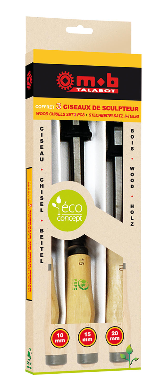 COFFRET 3 CISEAUX SCULP. BOIS MOB - 0000991701