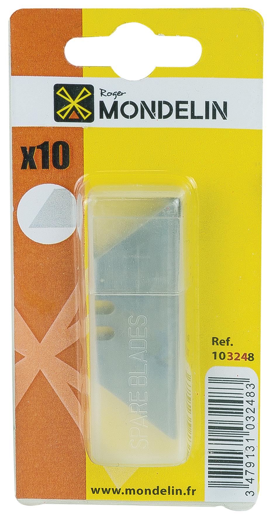 BOITE 10 LAMES TRAPEZES POUR COUTEAU UNIVERSEL SUR CARTE MONDELIN - 103248