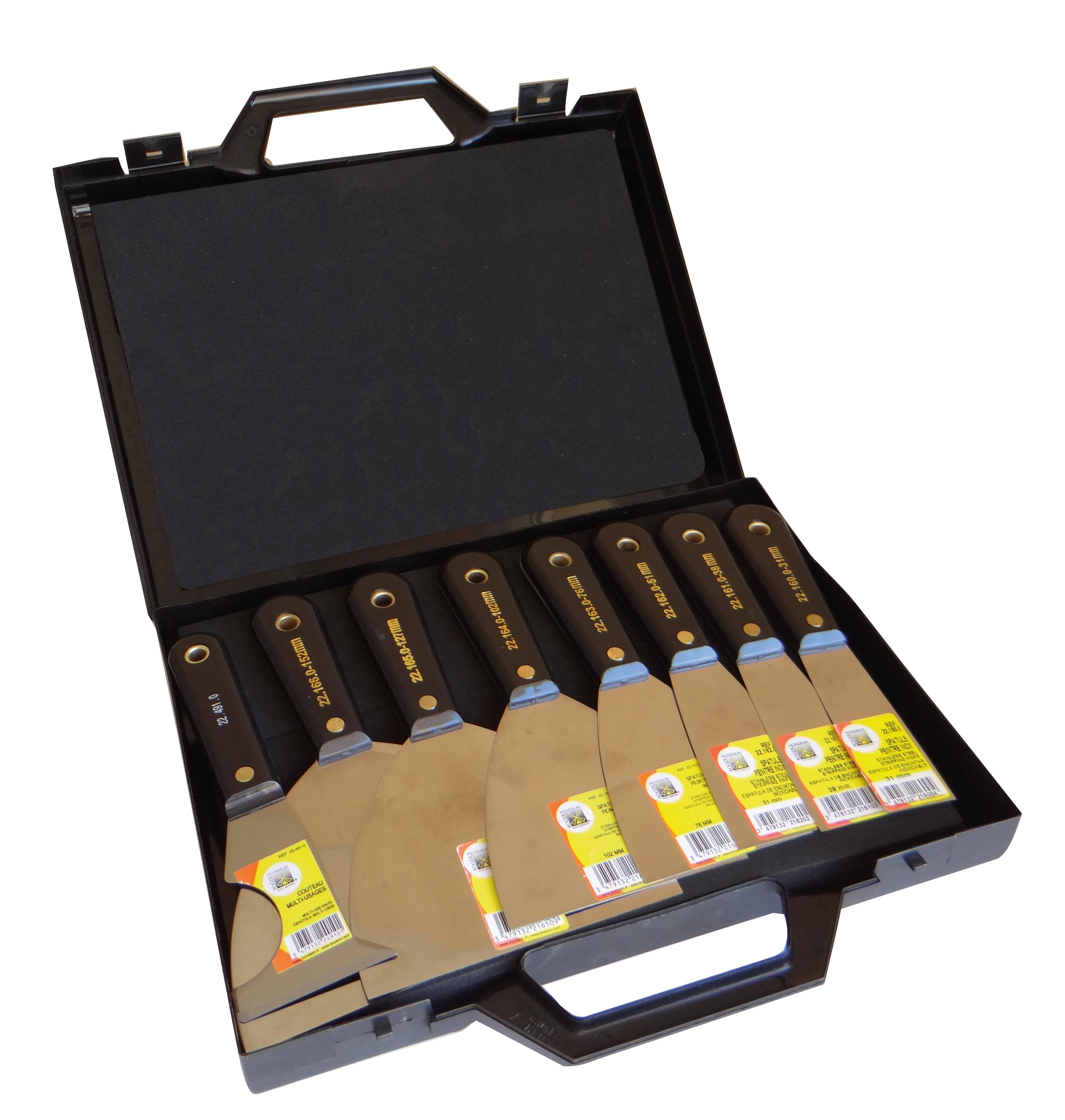 MALLETTE 7 SPATULES PEINTRE + COUTEAUX MULTI-USAGES MONDELIN - 221679