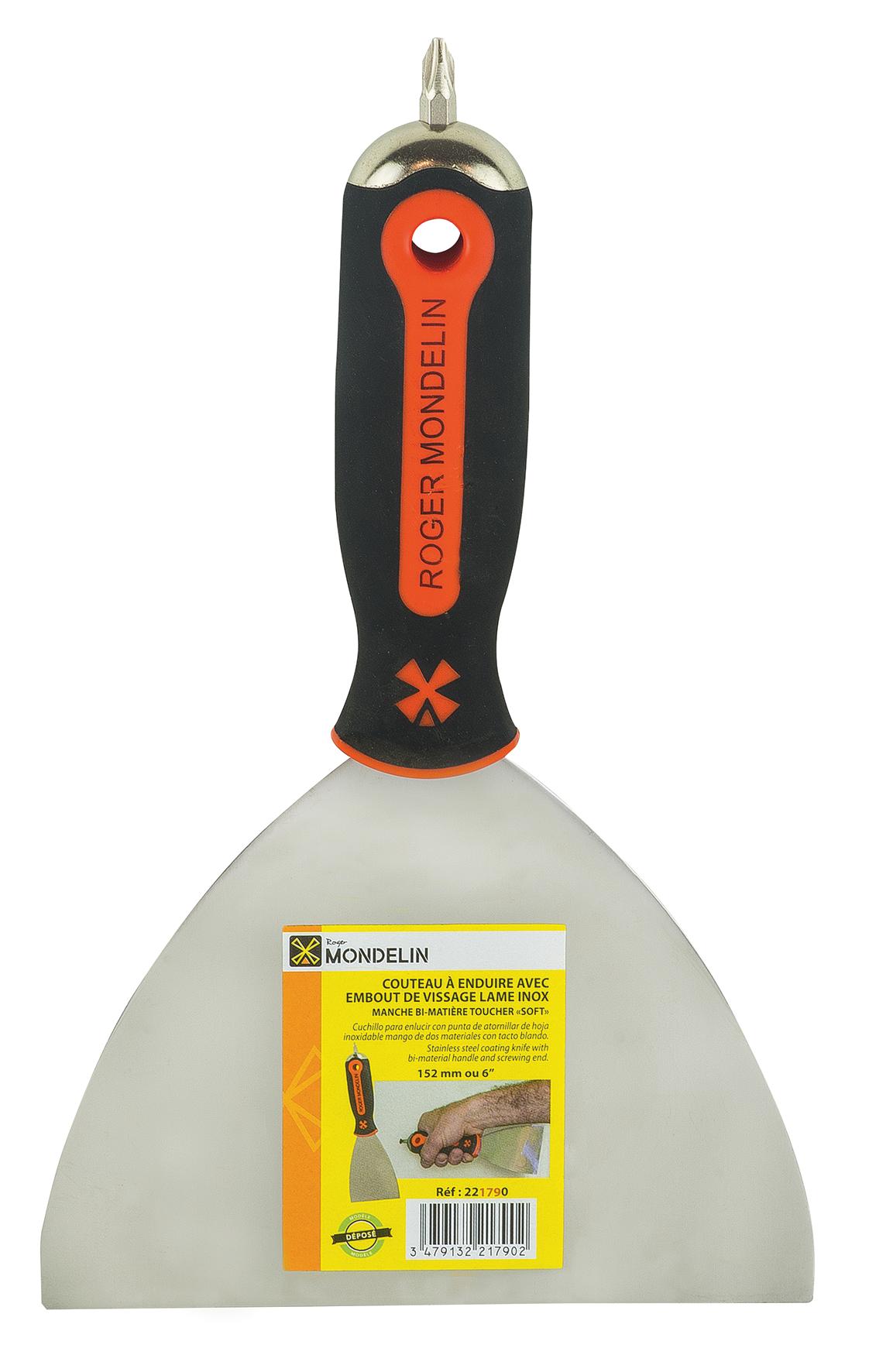 COUTEAU ENDUIRE 102MM INOX EMBOUT BIMAT MONDELIN - 221770