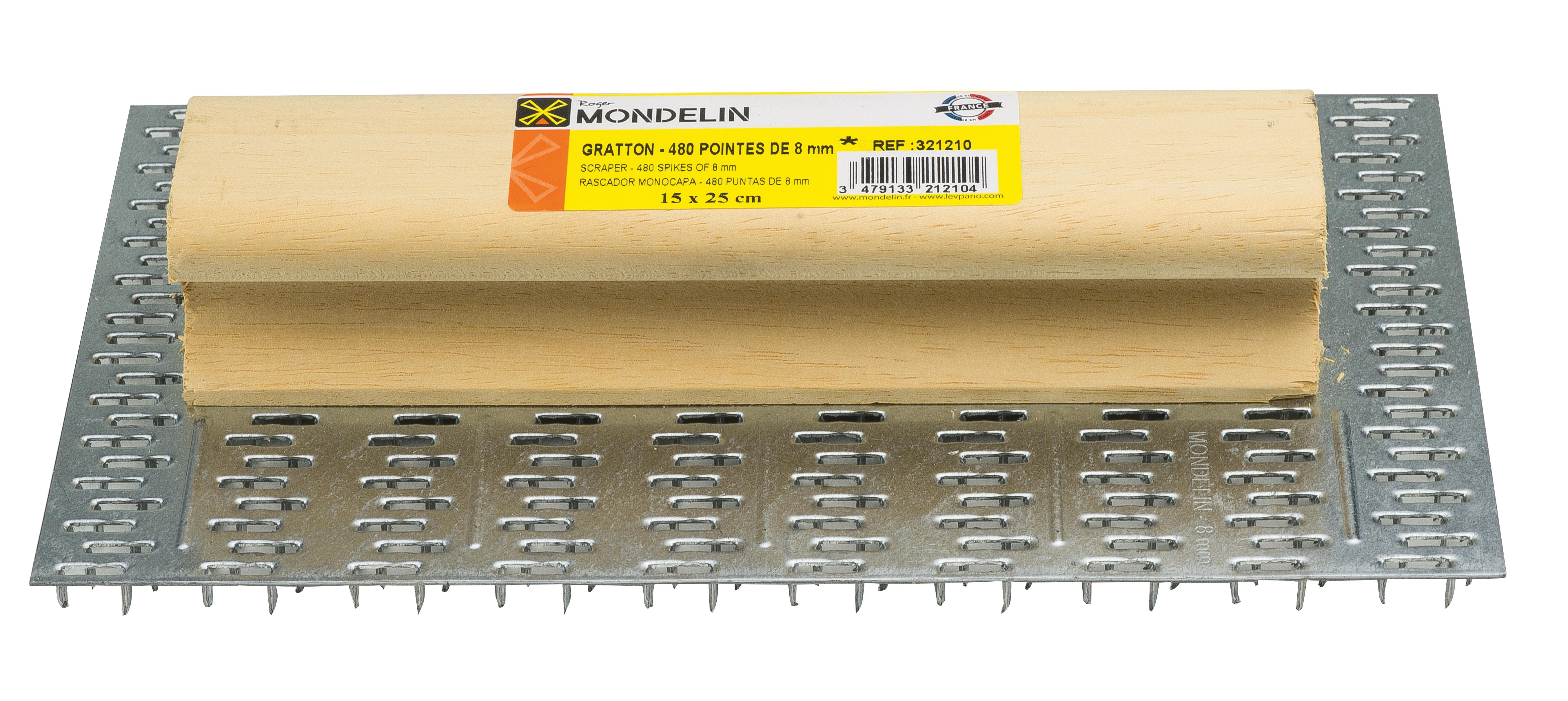 GRATTON 240 POINTES/15MM 14X24CM POIGNEE BOIS MONDELIN - 321200