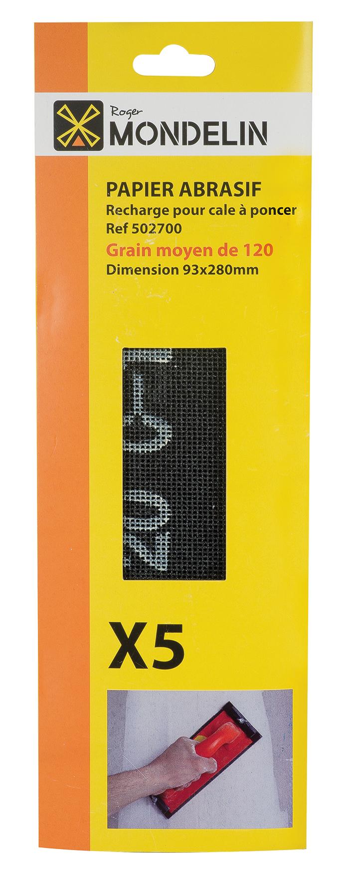 LOT 5 PAPIERS ABRASIF GRAIN 220 - 280 X 93 SUR CARTE MONDELIN - 502770