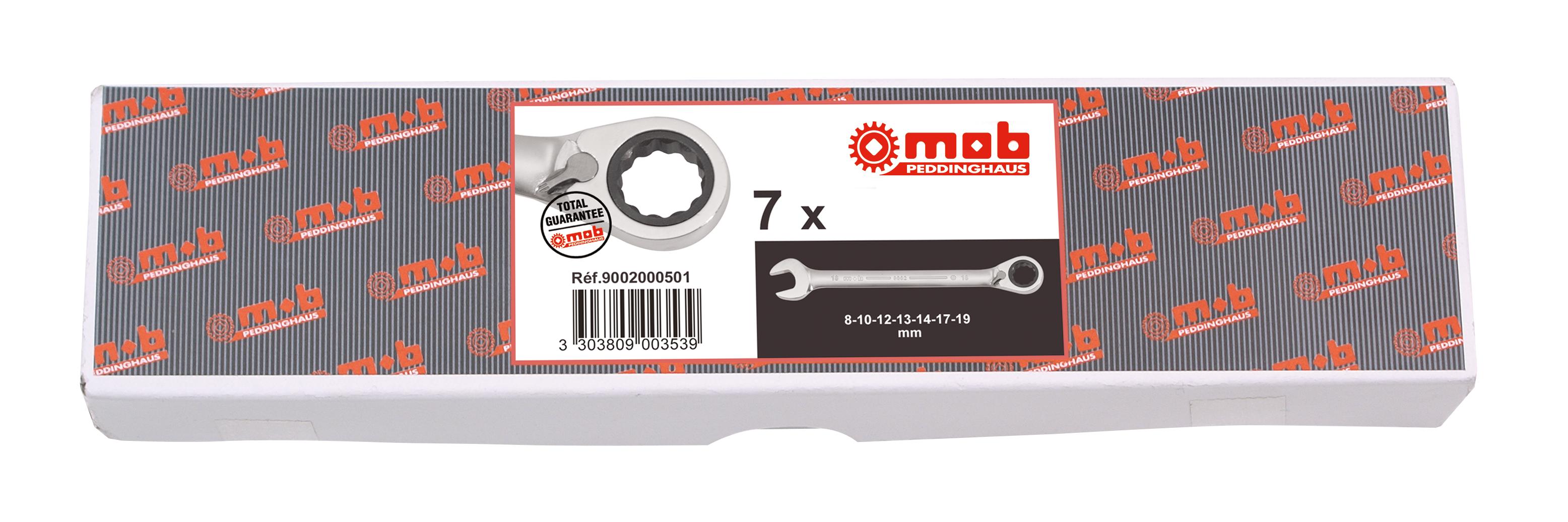 JEU DE 12 CLES MIXTES A CLIQUET EN BOITE MOB - 9002000601