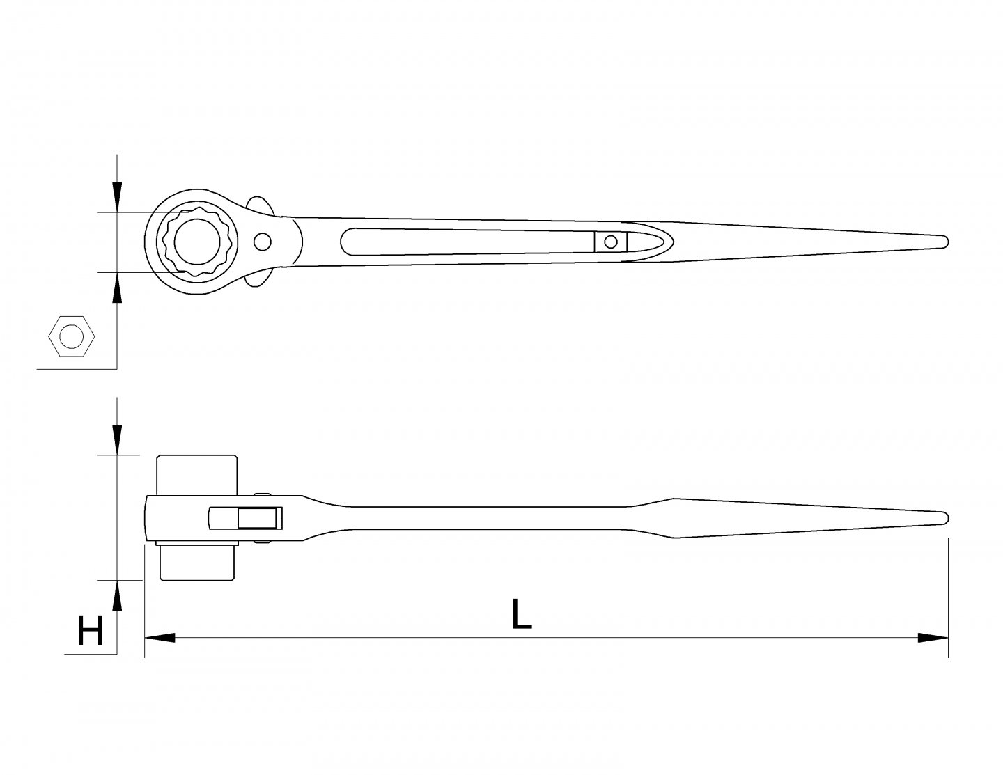 Clé de monteur à cliquet double 19-22mm - MOB OUTILLAGE - 9019A90001