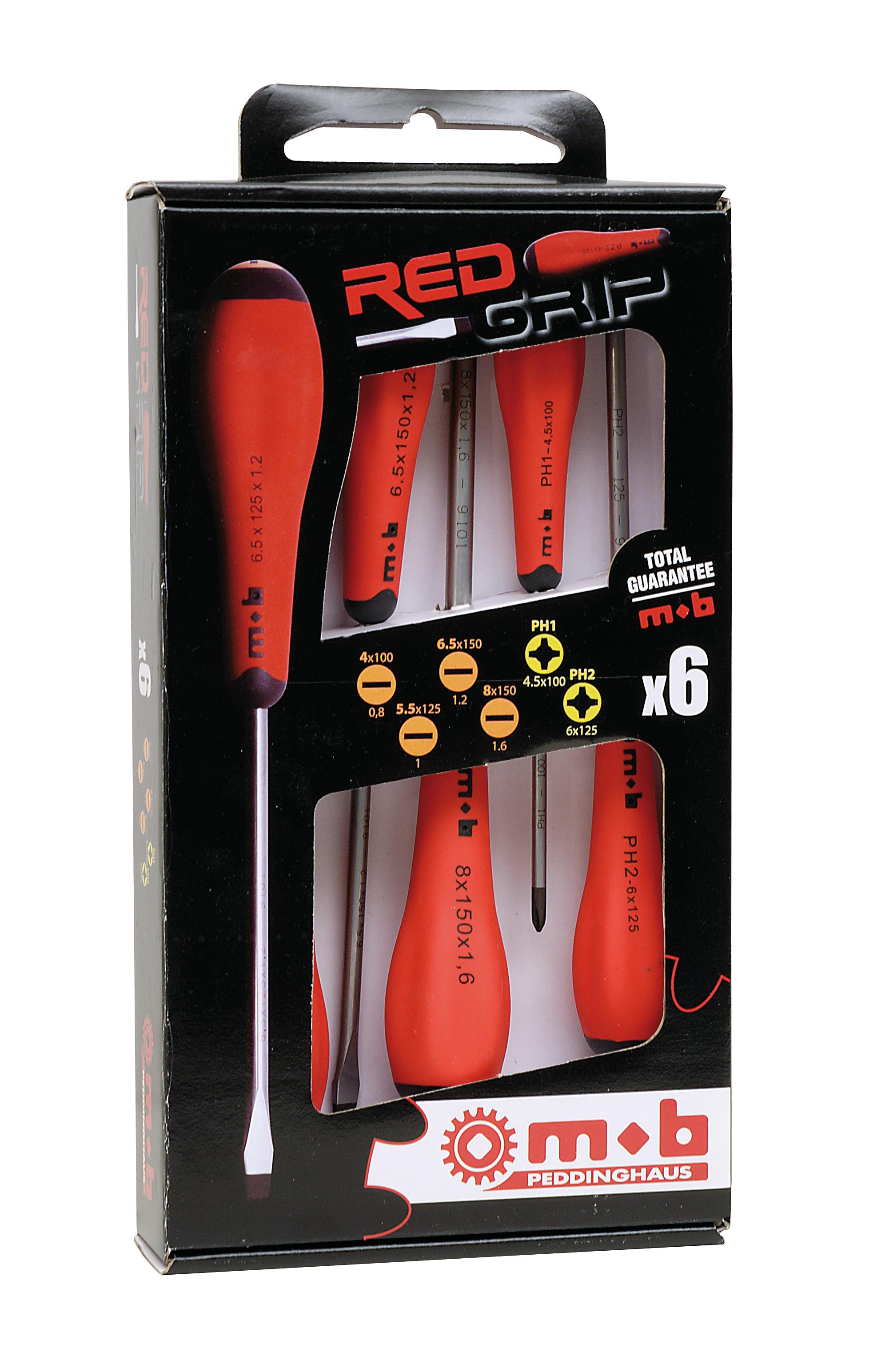 JEU 6 TOURNEVIS REDGRIP 4 FENTE+2 PH MOB - 9129001101