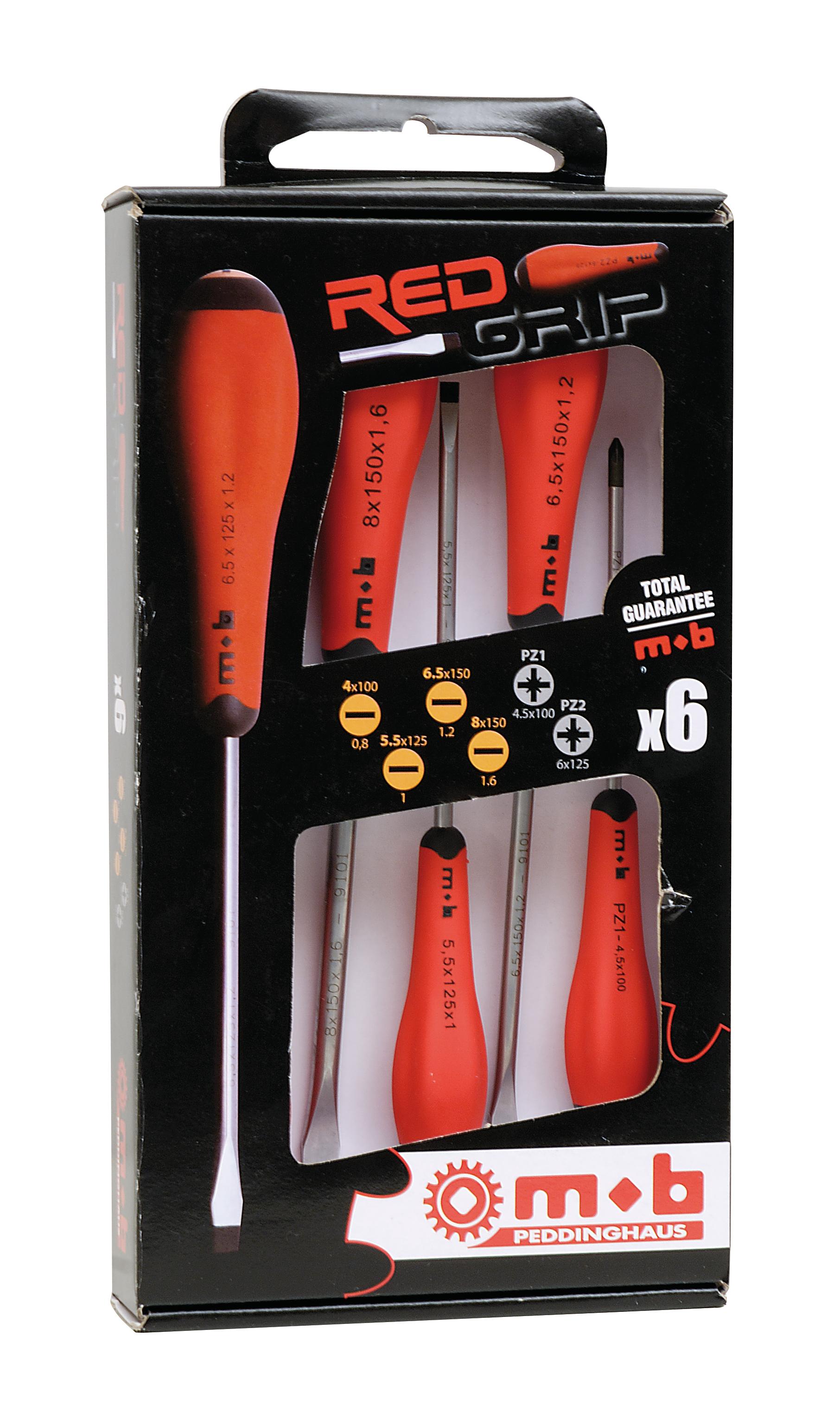 JEU 6 TOURNEVIS REDGRIP 4 FENTE + 2 PZ MOB - 9129001201