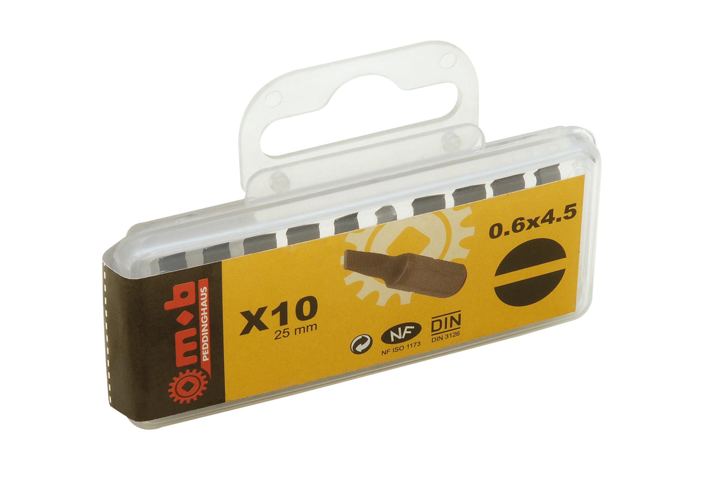 BOITE 10 EMBOUTS NUS 1/4 PLAT 1,2X6,5 MOB - 919A121401