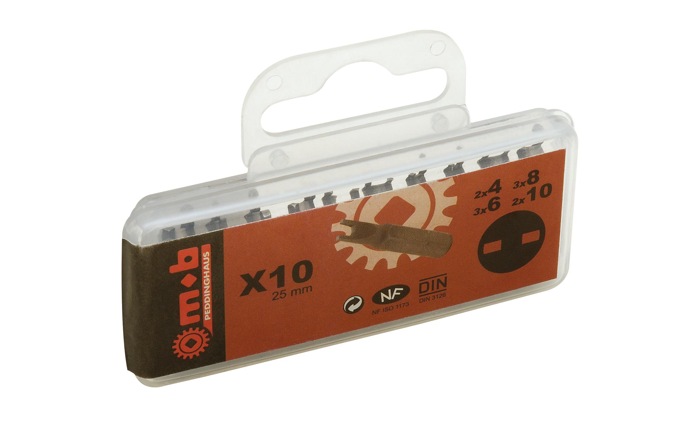 BOITE 10 EMBOUTS NUS 1/4 SPANNER S4+S6+S8+S10 MOB - 919I991401