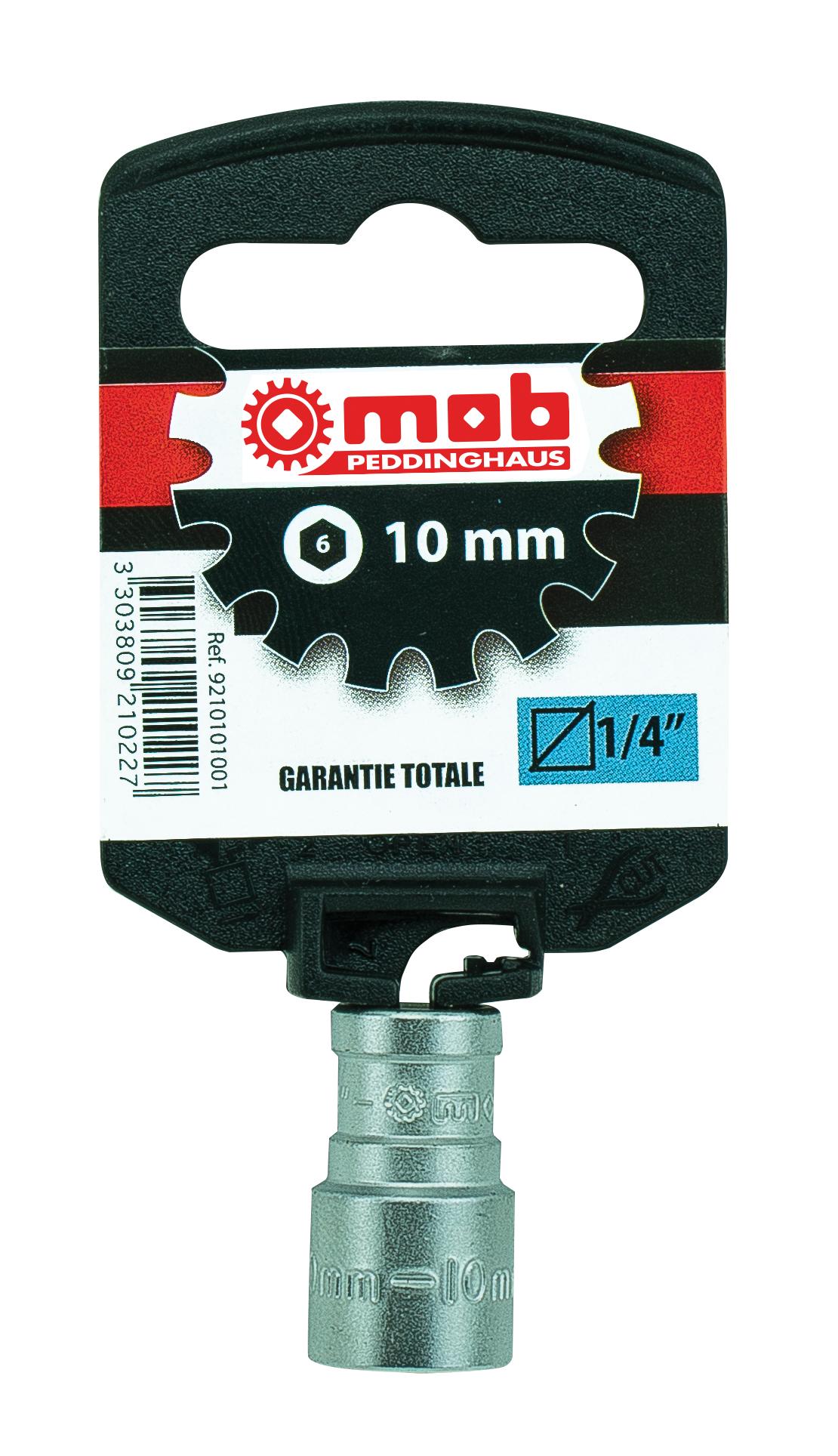 DOUILLE CARREE STANDARD 6 PANS 1/4'' 10MM SUR CARTE MOB - 9210101001