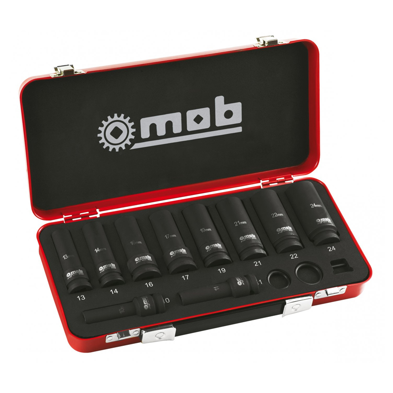 COFFRET METAL 10 DOUILLES IMPACT LONGUES 1/2 - MOB OUTILLAGE - 9222010501