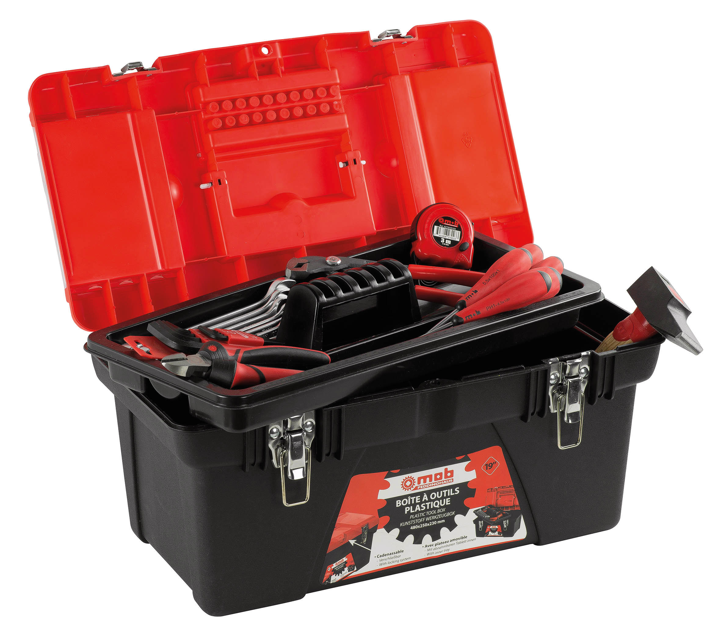 BOITE A OUTILS PLASTIQUE 19'' GARNIE 25 PIECES MOB - 9506025301