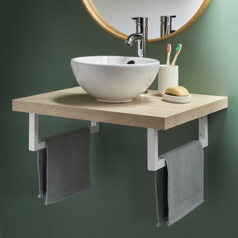 Lot de 2 équerres blanches sous lavabo - MOTTEZ - B100F2BC