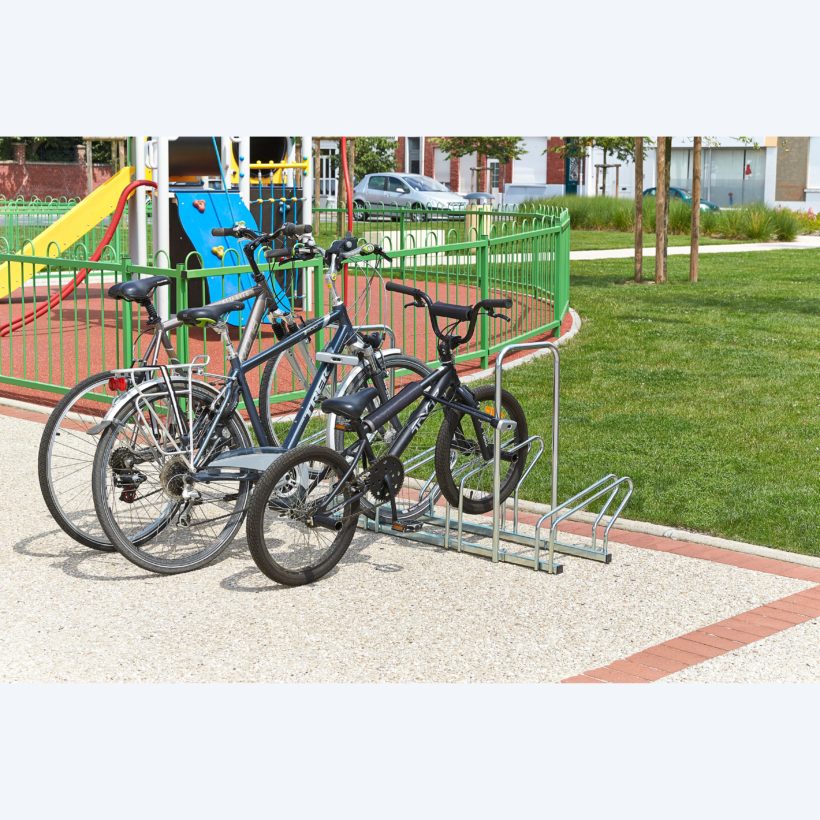 Râtelier sur 2 niveaux pour 5 vélos Modèle Hollande côte à côte avec arceaux antivol - MOTTEZ - B200AR