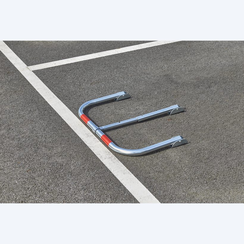 Barrière rabattable éco avec 2 bandes rouges de repérage - MOTTEZ - B310P