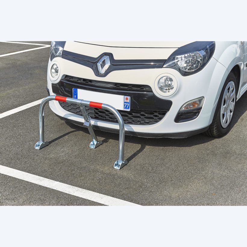 Barrière rabattable éco avec 2 bandes rouges de repérage - MOTTEZ - B310P