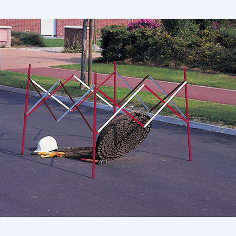 Barrière extensible carré blanche et rouge - MOTTEZ - B327CBR