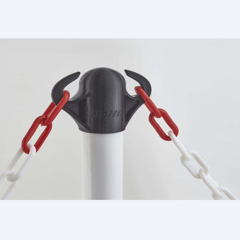 Potelet avec socle en caoutchouc noir « pro » blanc et rouge - MOTTEZ - B347SBCRG