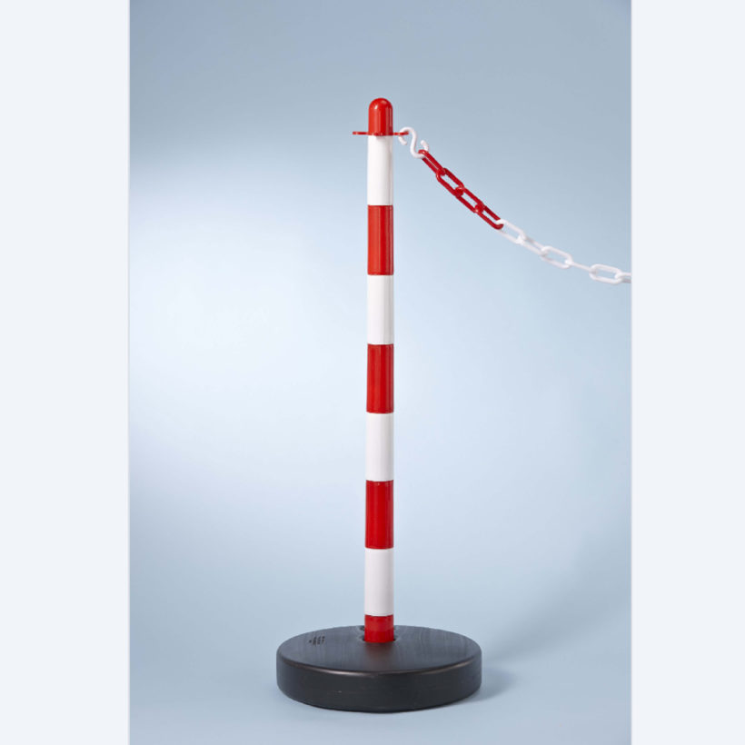 Potelet plastique sur coupelle ronde blanc et rouge - MOTTEZ - B360CBCRGROND