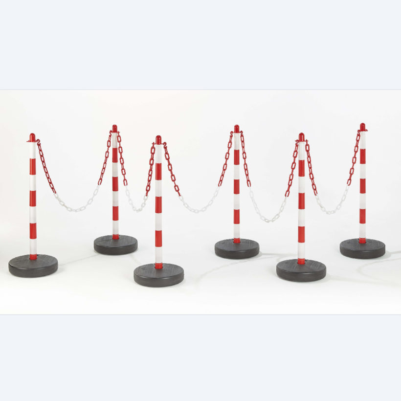 Potelet plastique sur coupelle ronde blanc et rouge - MOTTEZ - B360CBCRGROND