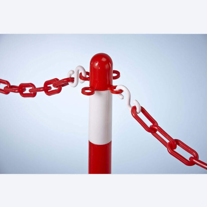 Potelet plastique sur coupelle ronde blanc et rouge - MOTTEZ - B360CBCRGROND