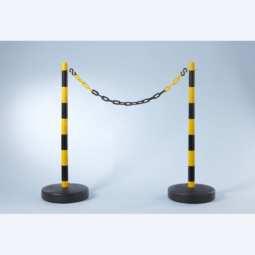 Potelet plastique sur coupelle ronde jaune et noir - MOTTEZ - B360CNOJAROND