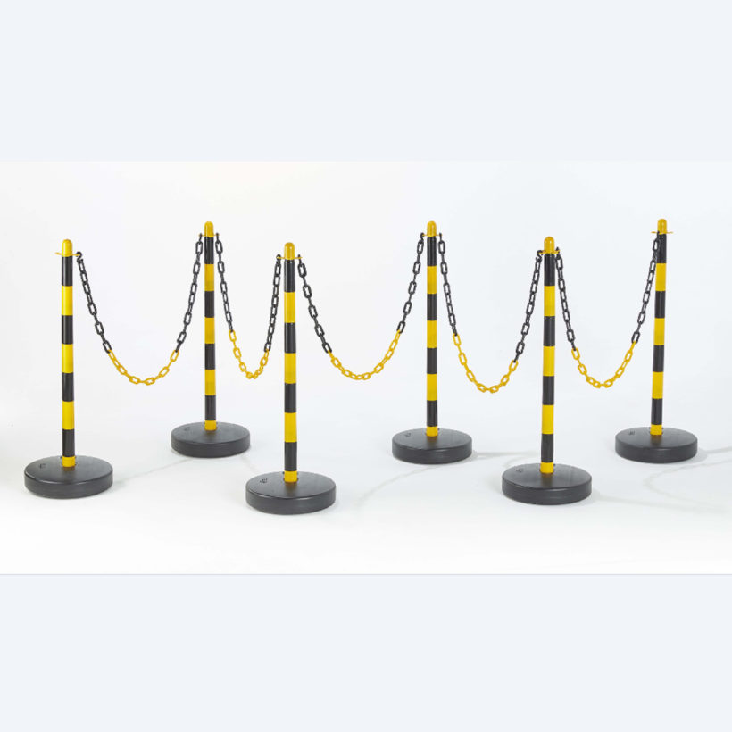 Potelet plastique sur coupelle ronde jaune et noir - MOTTEZ - B360CNOJAROND