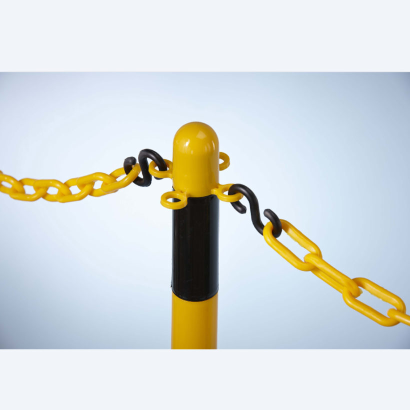 Potelet plastique sur coupelle ronde jaune et noir - MOTTEZ - B360CNOJAROND