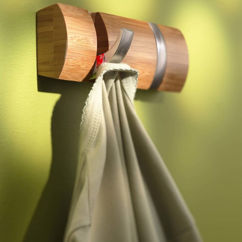  Porte-manteaux Bois type bambou arrondi 2 crochets  - MOTTEZ - B850V2