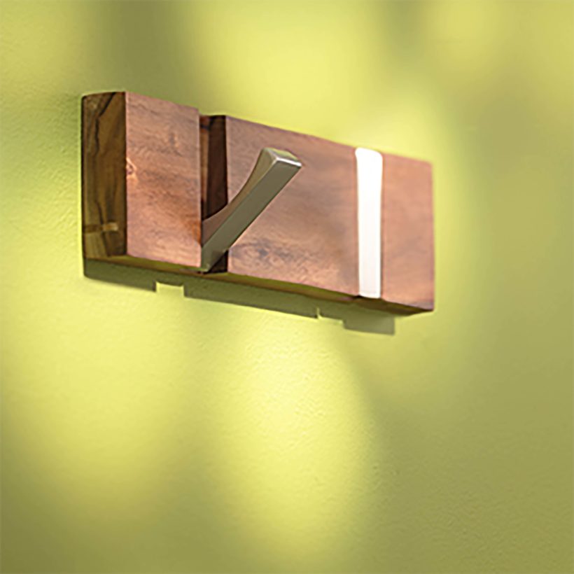  Porte-manteaux Bois type acacia carré 2 crochets  - MOTTEZ - B851V2