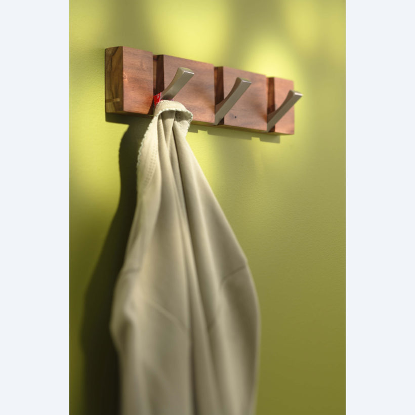  Porte-manteaux Bois type acacia carré 3 crochets  - MOTTEZ - B851V3