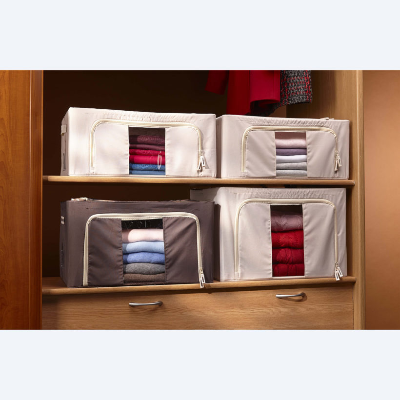 Housse de rangement en tissu avec armature 44 L marron - MOTTEZ - B868S44MA