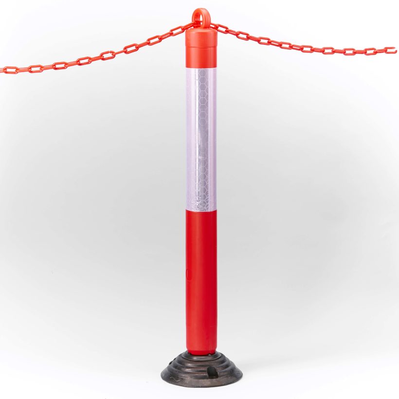  Poteau de signalisation sur base flexible avec anneau passe chaîne hauteur 120 cm  - MOTTEZ - M018S120