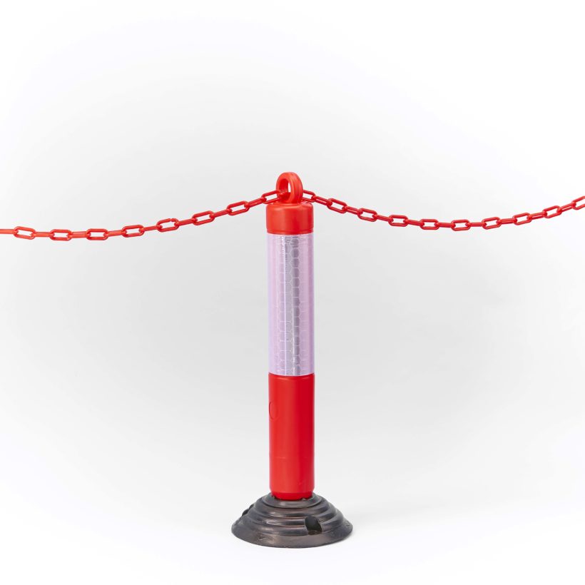  Poteau de signalisation sur base flexible avec anneau passe chaîne hauteur 80 cm  - MOTTEZ - M018S80