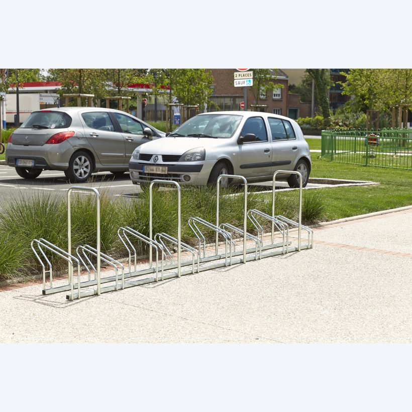  Râtelier Hollandais sur 2 niveaux pour 8 vélos avec arceaux antivol  - MOTTEZ - M024V8AR