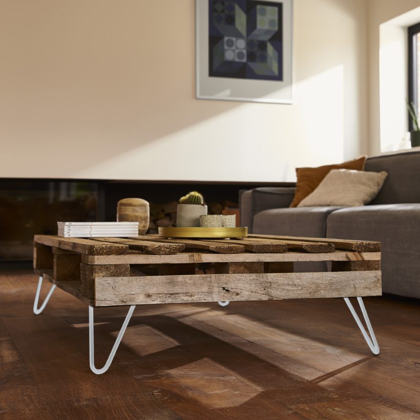  Pied de table double fil incliné HT 16 cm blanc mat  - MOTTEZ - M510VBC