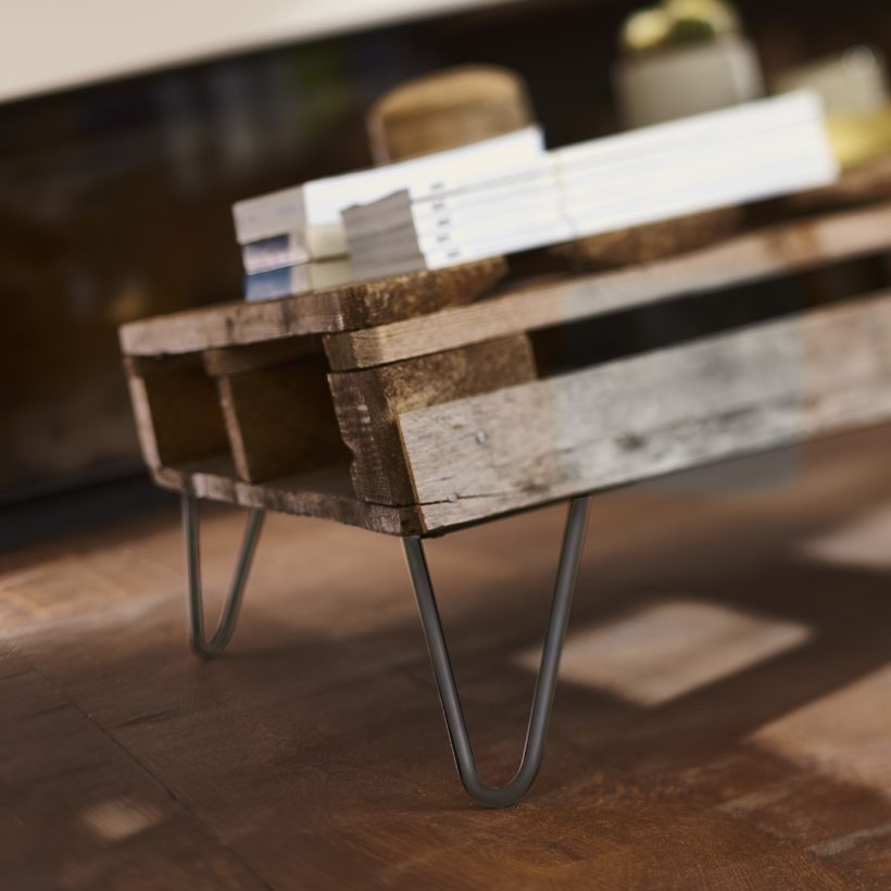 Pied de table double fil incliné HT 16 cm vernis transparent couleur métal naturel - MOTTEZ - M510VTR