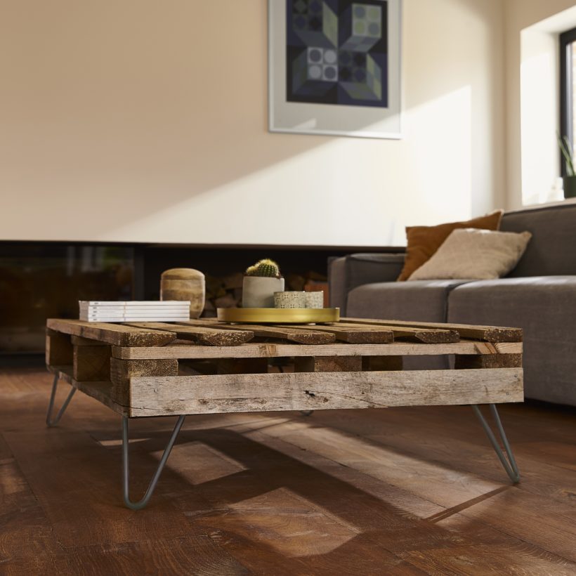 Pied de table double fil incliné HT 16 cm vernis transparent couleur métal naturel - MOTTEZ - M510VTR