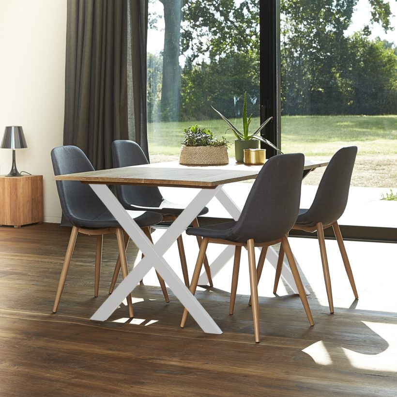 Pied de table en croix H71 x L775 cm blanc mat - MOTTEZ - M530VBC