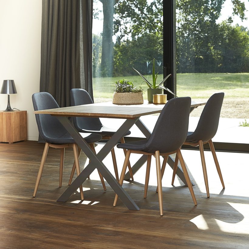 Pied de table en croix H71 x L775 cm vernis transparent couleur métal naturel - MOTTEZ - M530VTR