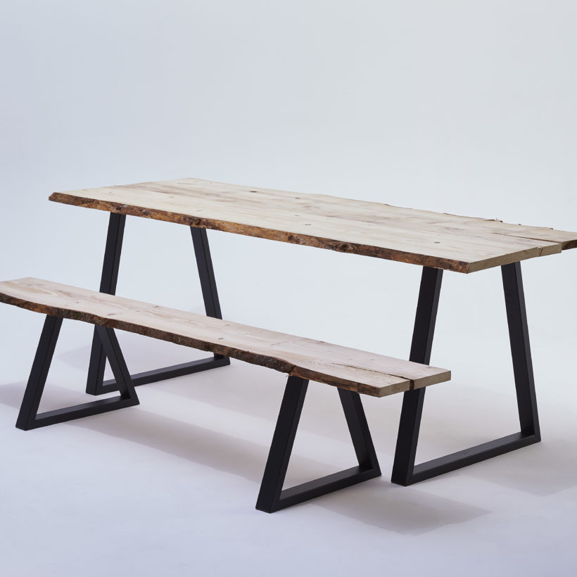  Pied de table/banc modèle trapèze H40 x L.Bas50 x L.haut20 cm noir mat  - MOTTEZ - M580VNO