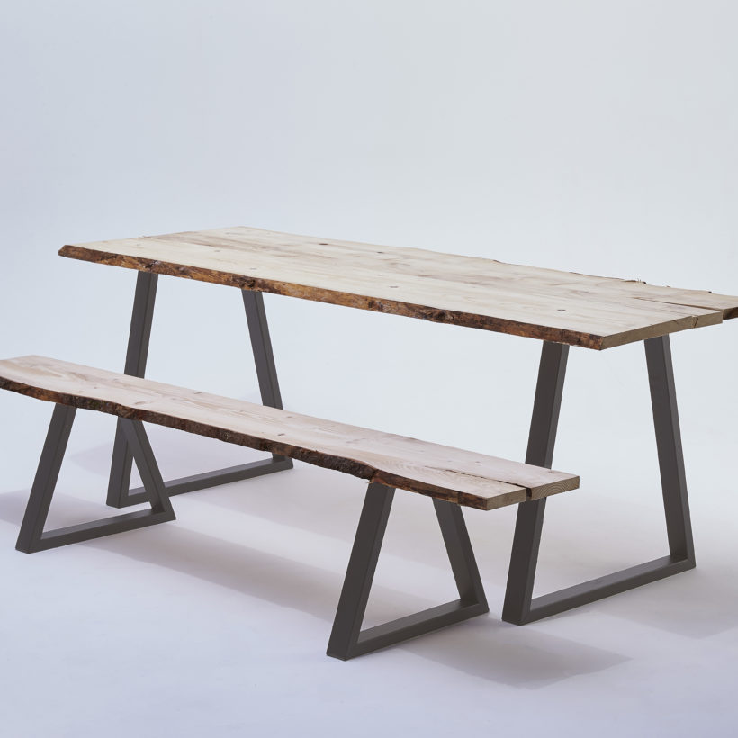  Pied de table/banc modèle trapèze H40 x L.Bas50 x L.haut20 cm vernis transparent couleur métal naturel  - MOTTEZ - M580VTR