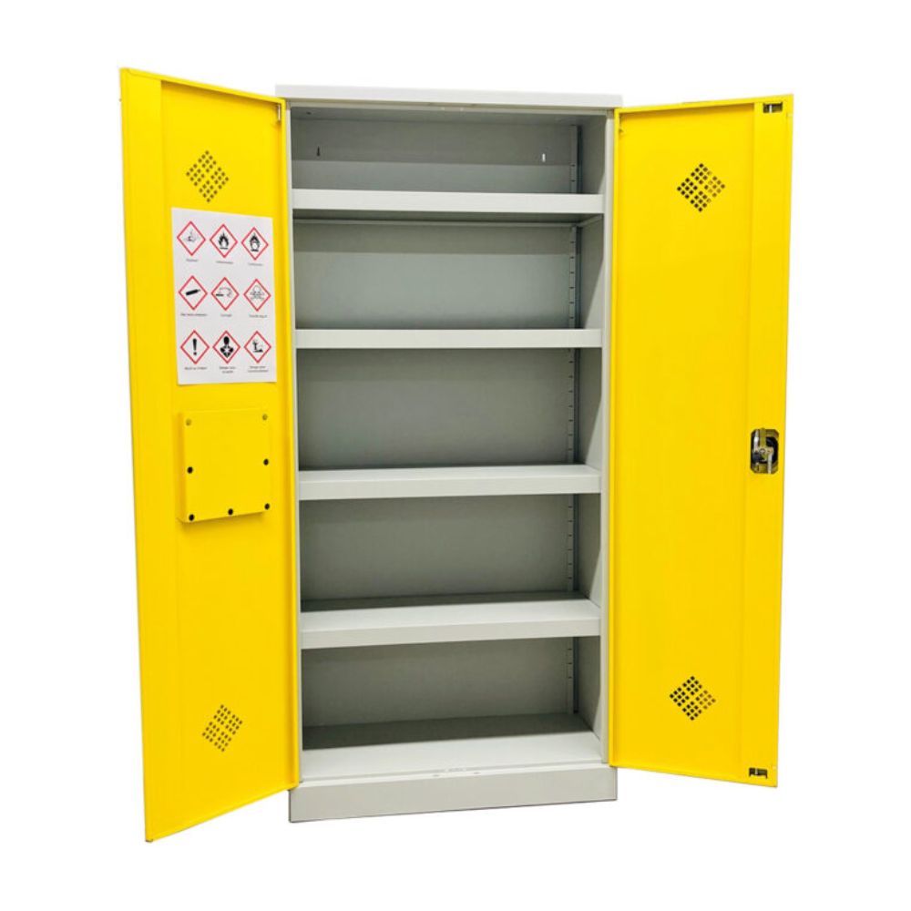 Armoire stockage pour produits chimiques 2 portes 195x92x42cm jaune - MOBIKA - AR-CH-001