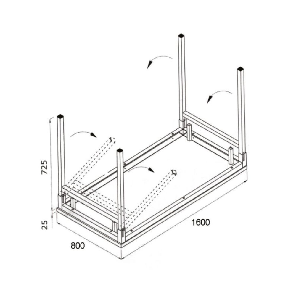 Table pliante 75x160x80cm Pieds carrés gris - MOBIKA - BU-TP-005