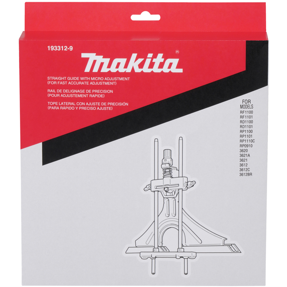 Guide droit avec micro ajustement pour défonceuse et affleureuse - MAKITA - 193312-9