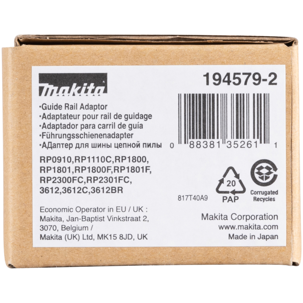ADAPTATEUR POUR RAIL DE GUIDAGE POUR DEFONCEUSE ET AFFLEUREUSE - MAKITA - 194579-2