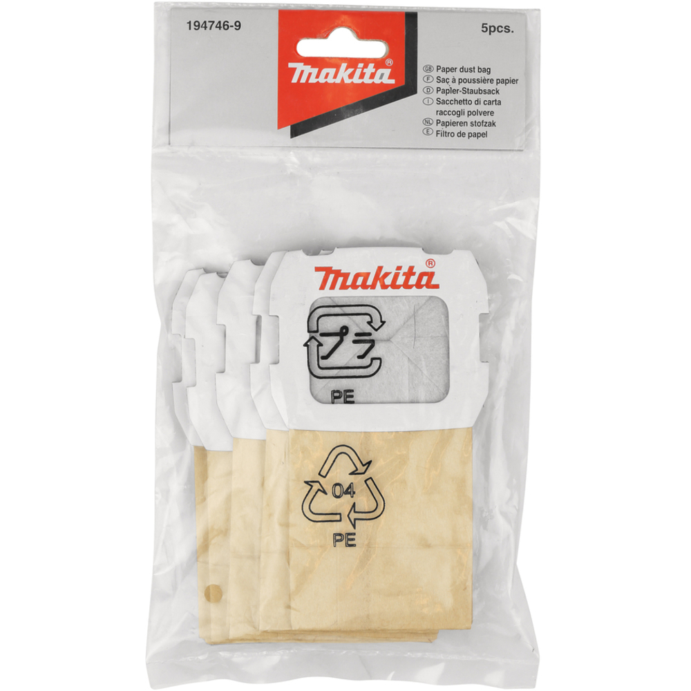 5 Sacs papier pour ponceuse vibrante et excentrique - MAKITA - 194746-9