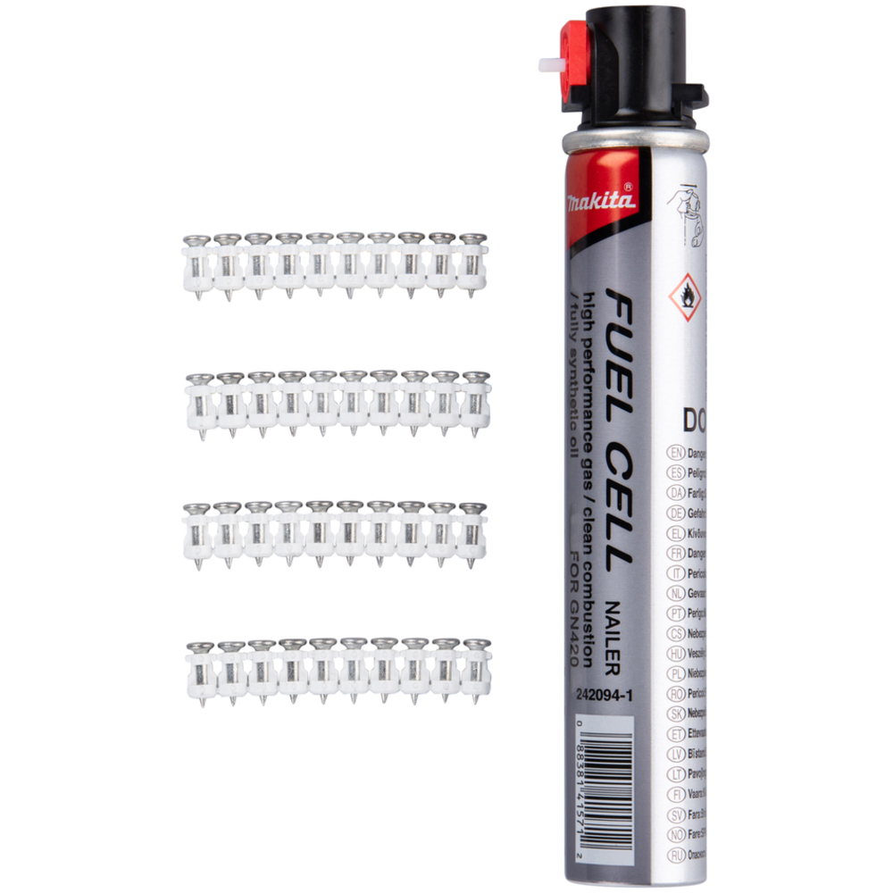Packs : Clous HC6 haute performance + cartouche de gaz, pour cloueur à béton GN420C - MAKITA - 196285-5