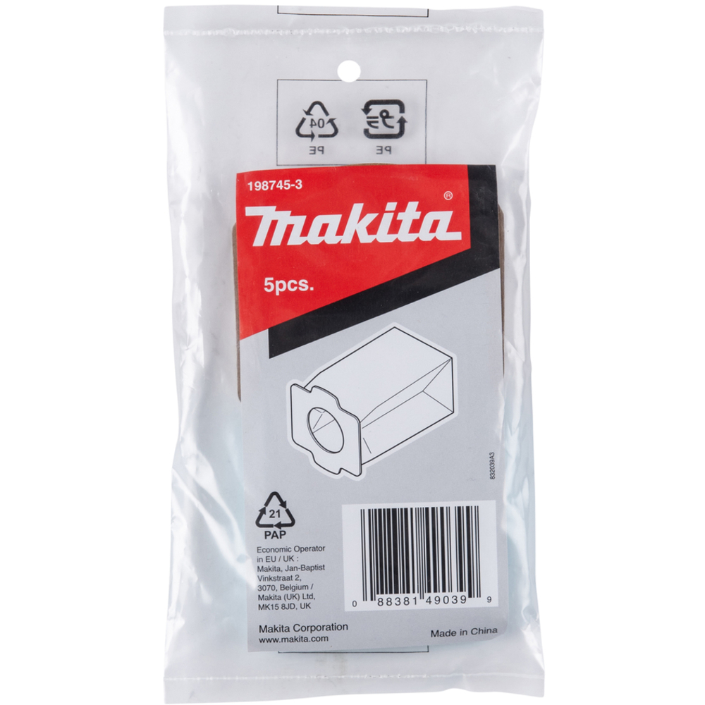 FILTRE PAPIER ANTI BACTERIEN X5 - MAKITA - 198745-3