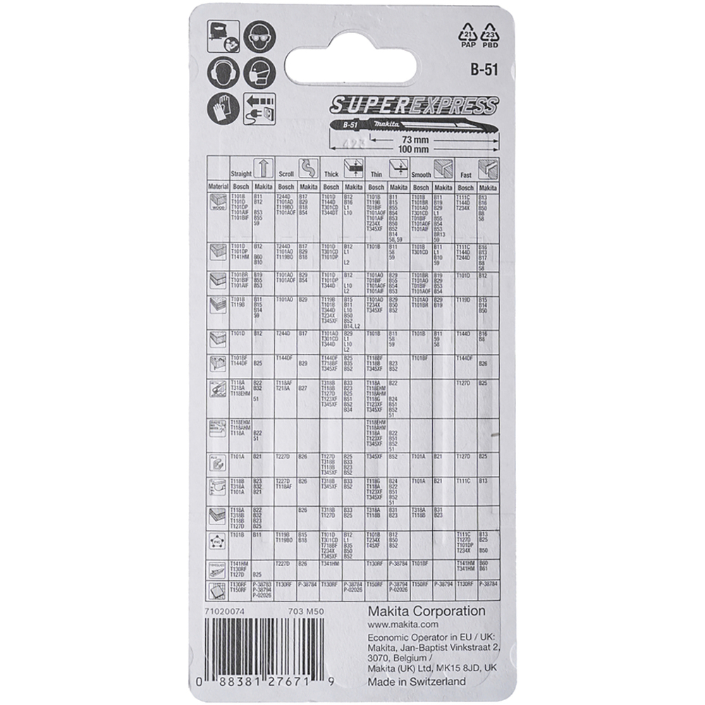 LAME S-EXPRESS B-51 POUR METAL ET INOX - MAKITA - B-06476