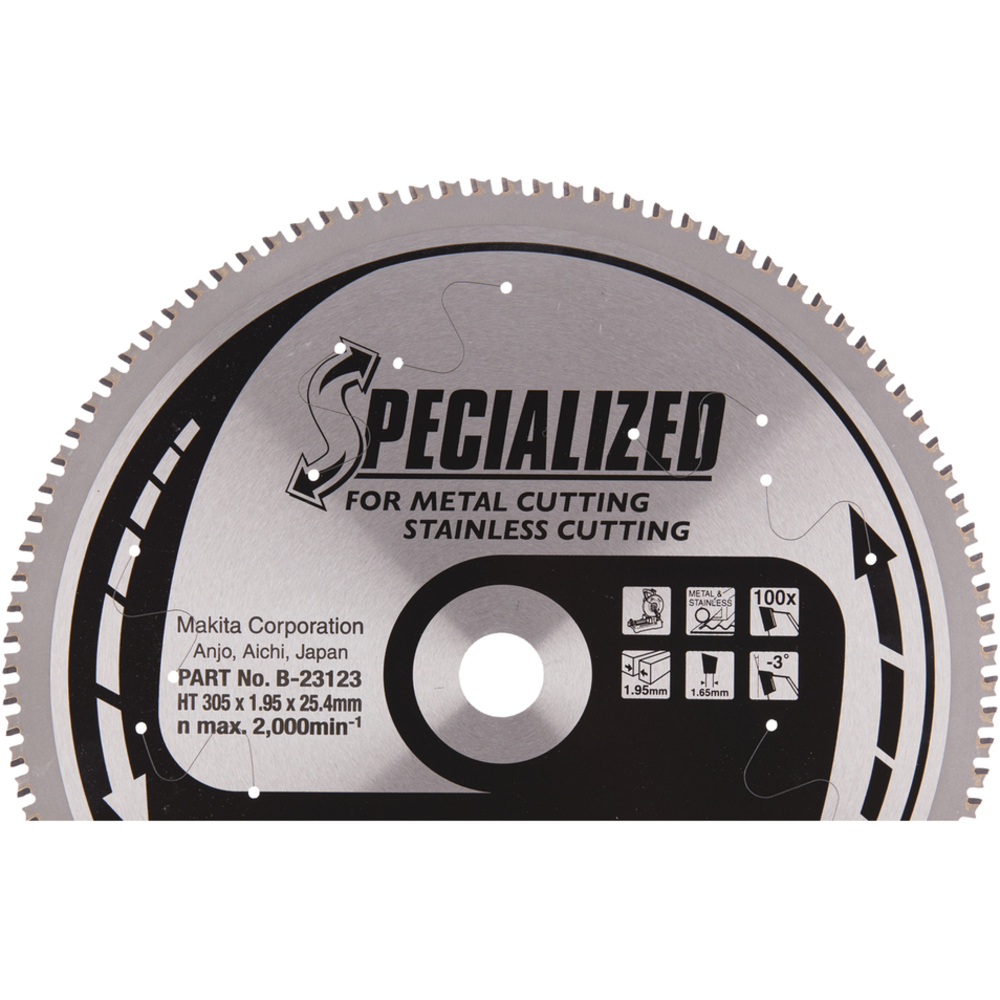 Lame carbure Specialized Inox et Métal 305x25,4x1,95 mm 100 dents - MAKITA - B-23123